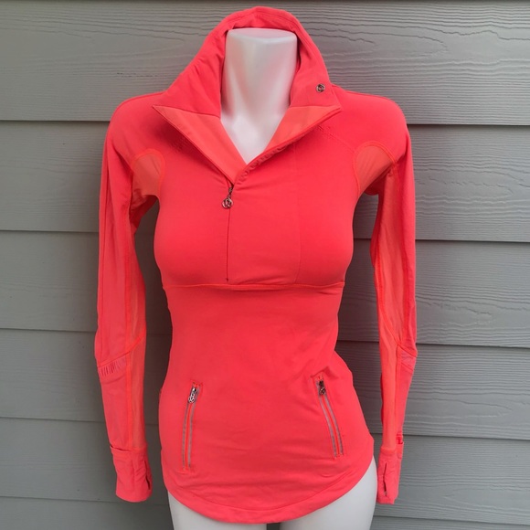 lululemon athletica Tops - Lululemon Neon Long Sleeve Quarter Zip Pullover